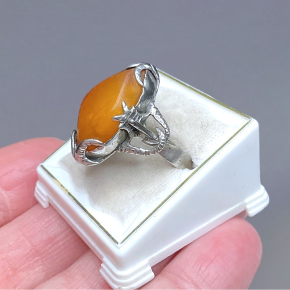 🌺Antique Silver &  Amber Ring - Picture 8 of 10